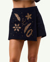 Black & Gold Embroidered Skort