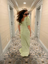 Seafoam Puff Sleeve Polka Dot Dress