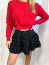 Black Ruffled Tiered Mini Skirt