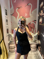 Black Structured Halter Neck Corset Top