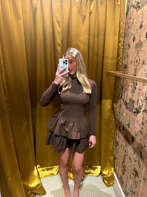 Espresso Tiered Ruffled Dress