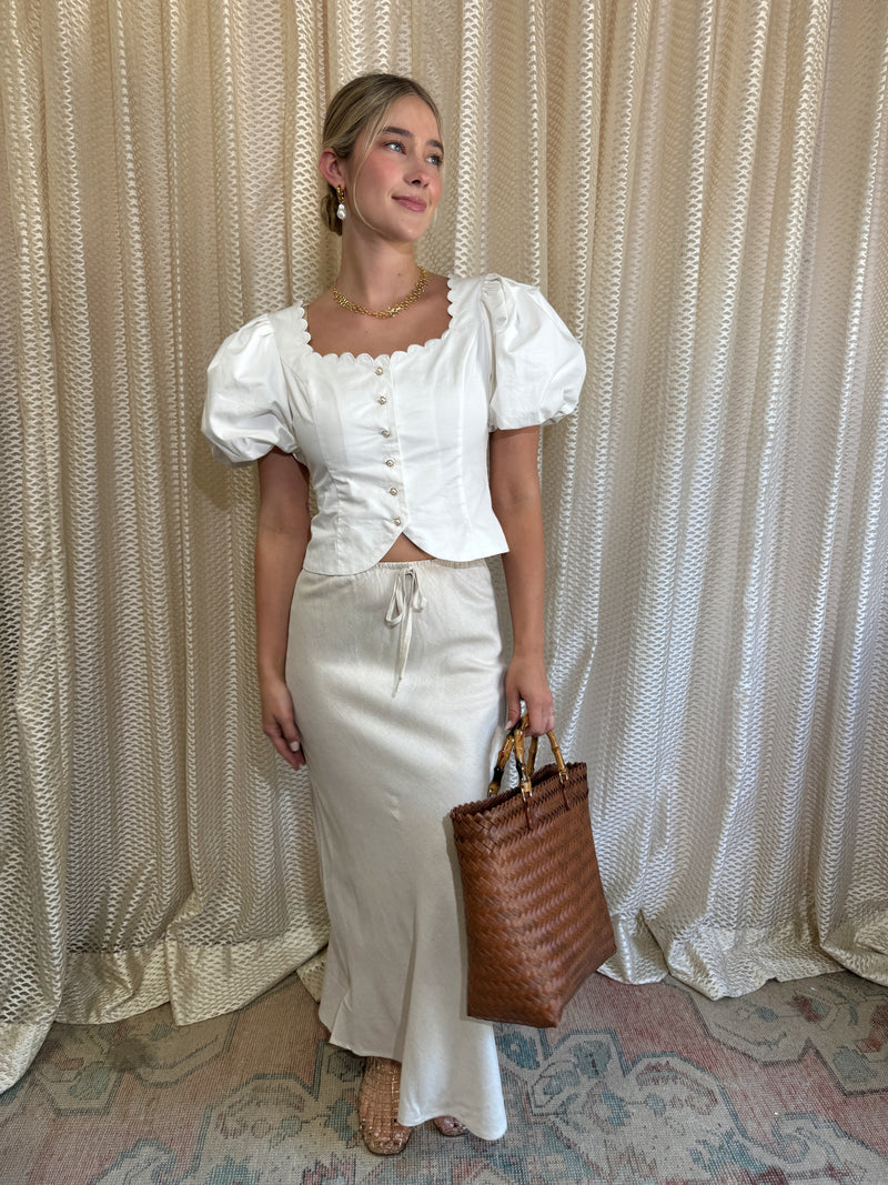 Eliza White Scalloped Blouse