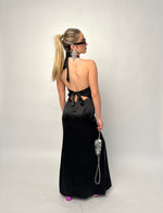 Black Halter Tie Maxi Dress