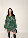 Green Paisley Fringe Sweater