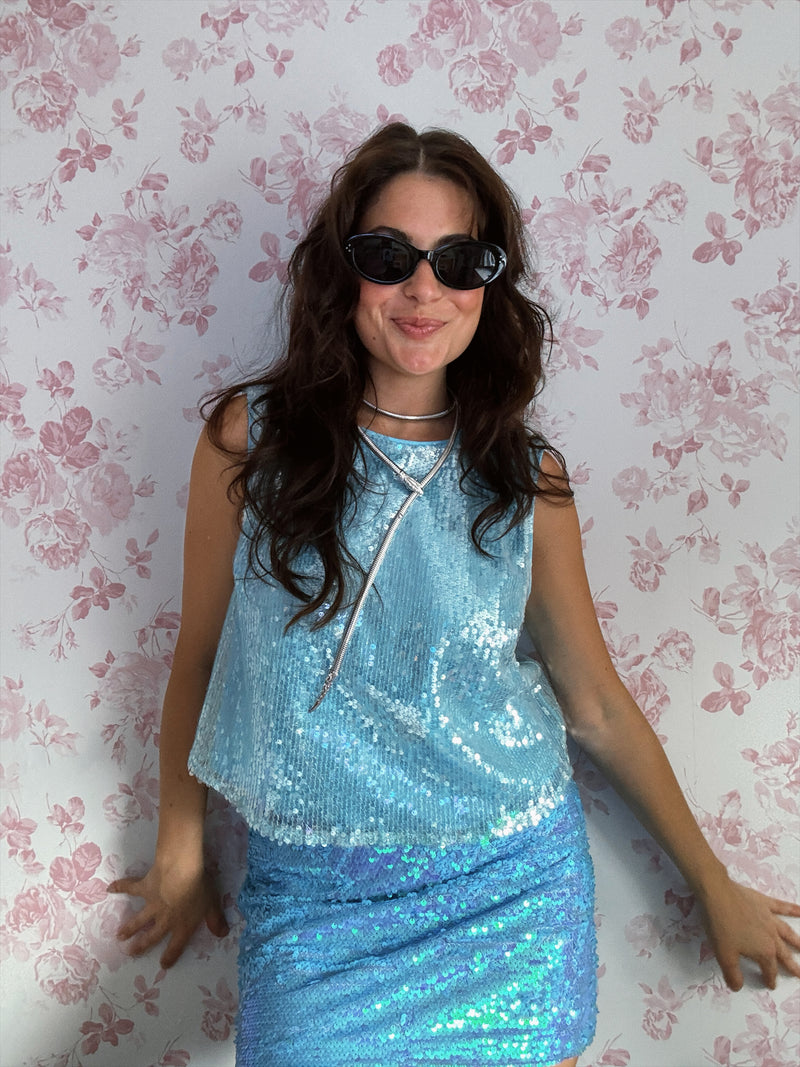 Turquoise Sequin Tank