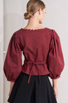 Sophia Maroon Scalloped Blouse