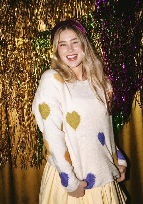 Mardi Gras Heart Sweater