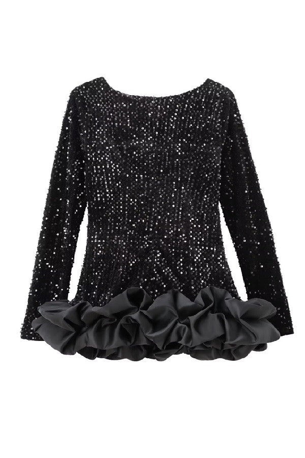 Sophia Black Sequin Mini Dress