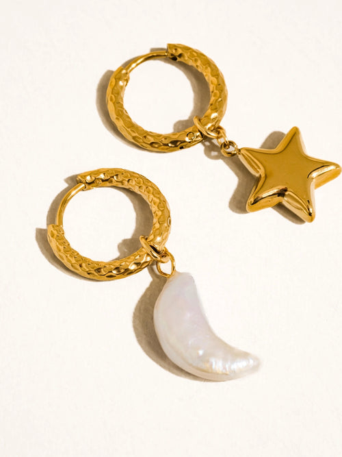 Midnight Hoop & Charm Earrings