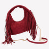 Burgundy Suede Fringe Purse