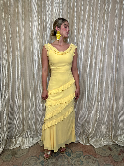 Lemon Ruffle Long Dress