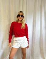 Cream Ruffled Shorts