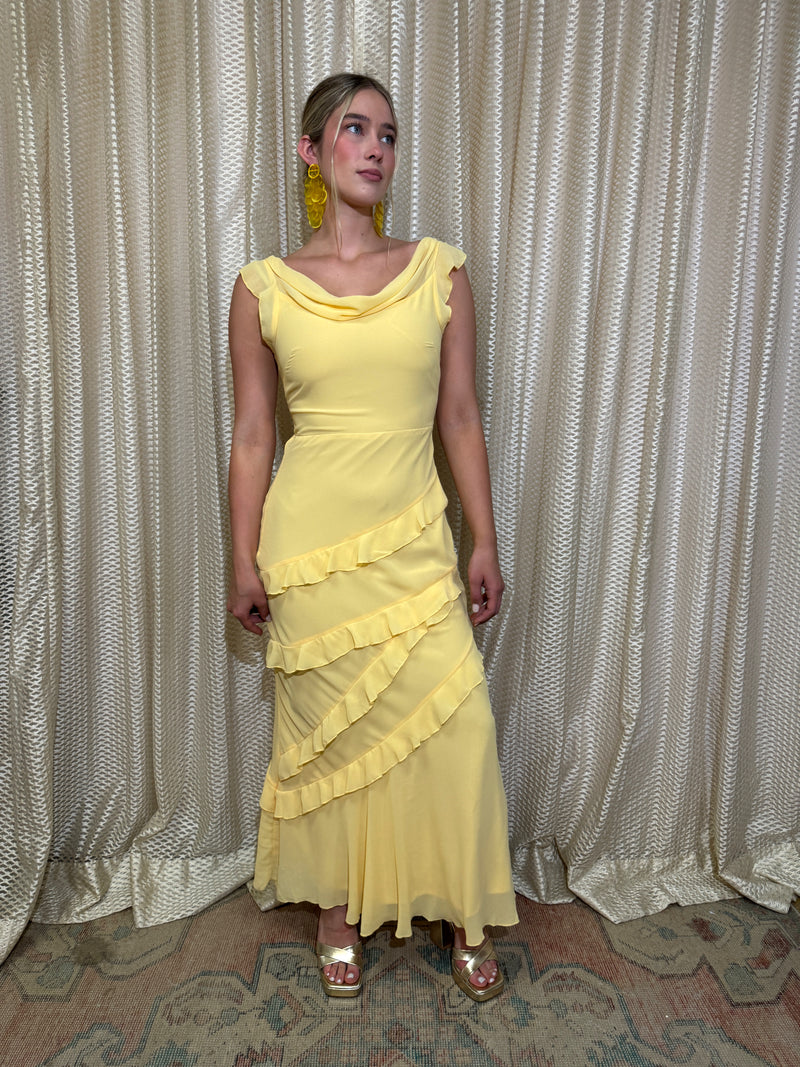 Lemon Ruffle Long Dress