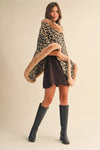 Leopard Fur Trimmed Poncho
