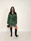 Green Paisley Fringe Sweater