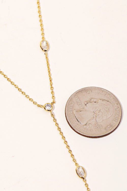Dainty Rhinestone Y Necklace