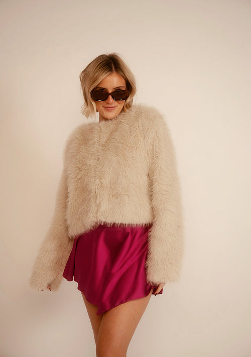 Magenta Asymmetrical Mini Skirt