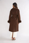 Chocolate Brown Fur Cuff Coat