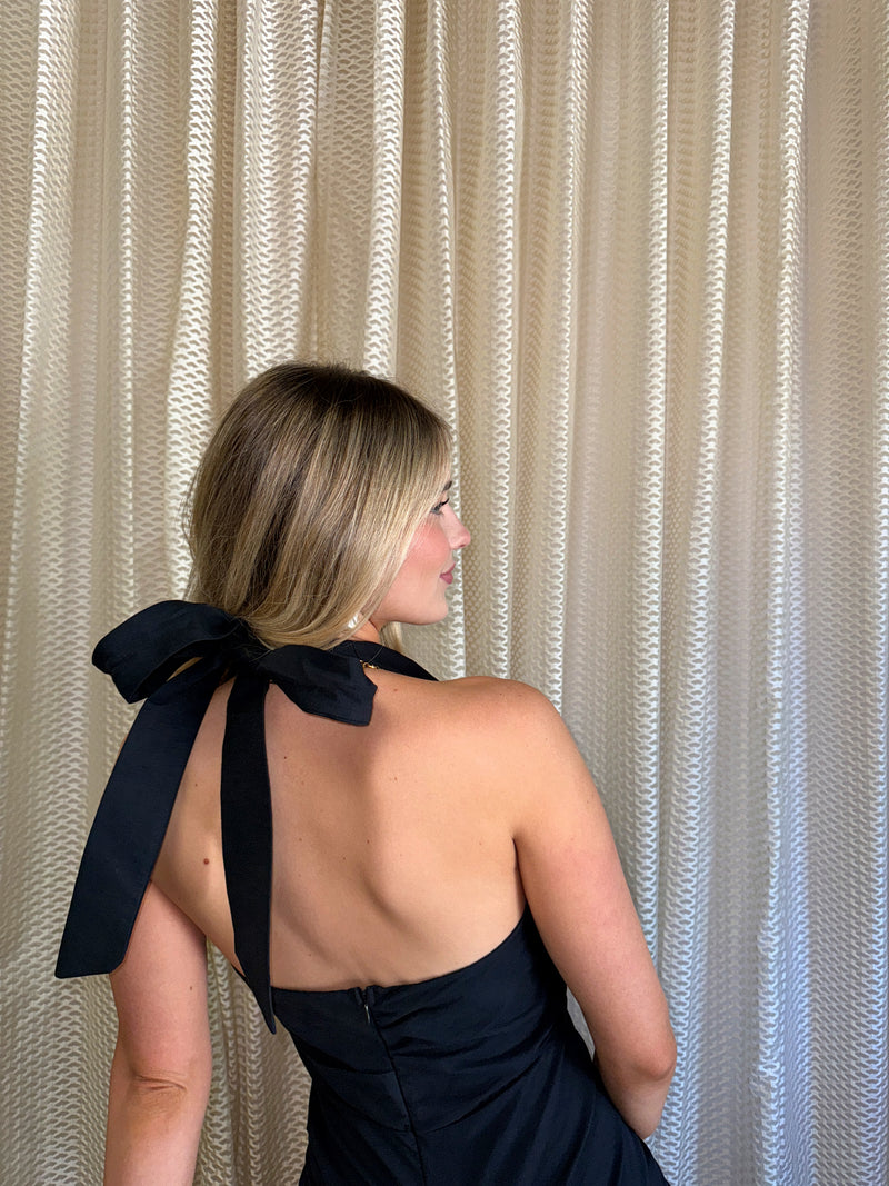 Navy Seaside Halter Dress