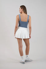 Pleated White Mini Skort