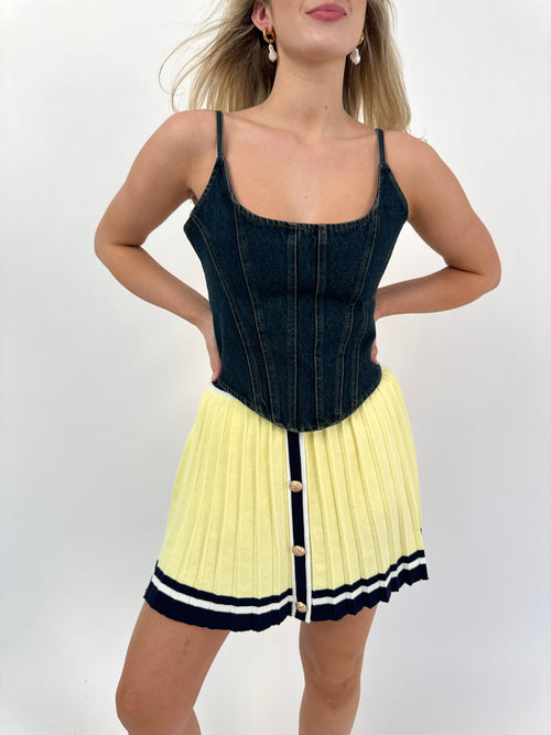 Yellow & Navy Pleated Skort