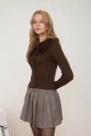 Chocolate Faux Fur Collar Cardigan