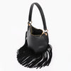 Black Leather Fringe Mini Purse