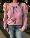 Mardi Bow Puff Sleeve Sweater