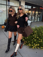 Black Faux Fur Collar Cardigan