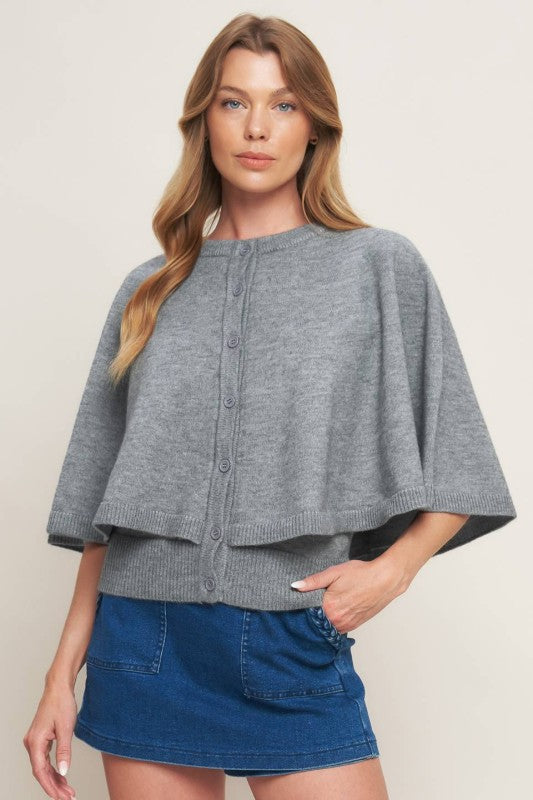 Earl Grey Knit Capelet Sweater