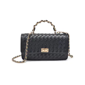 Black & Gold Woven Mini Handbag