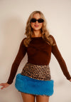 Leopard & Faux Fur Mini Skirt