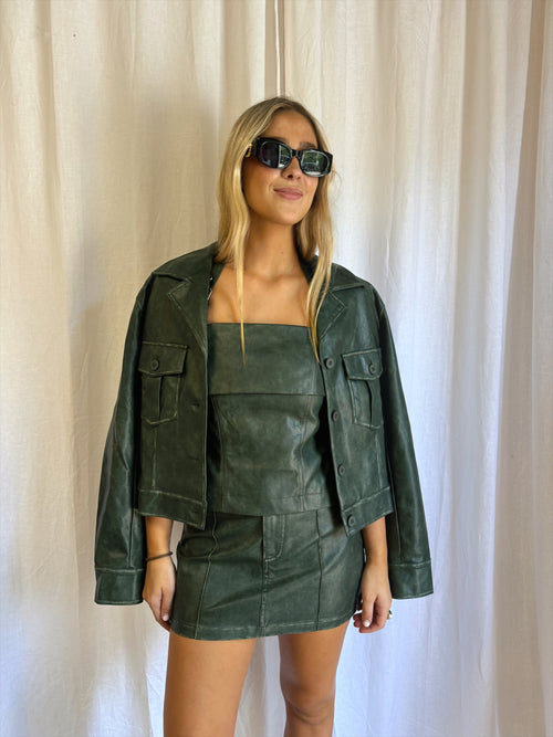 Victoria Green Faux Leather Jacket