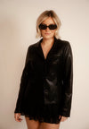 Gia Black Faux Leather Blazer