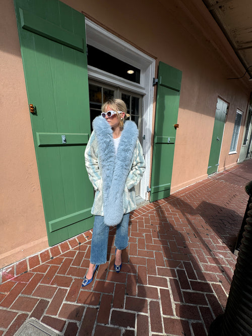 Margot Blue Faux Fur Coat