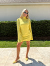 Chartreuse Bell Sleeve Cocktail Dress