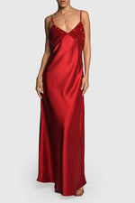 Red Sequin Bust Maxi Dress