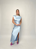 Ella Blue Cowl Neck Gown