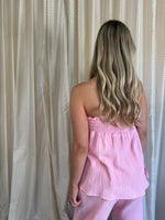 Pink Smocked Strapless Top