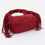Burgundy Suede Fringe Purse