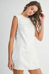 White Pearl Sequin Mini Dress
