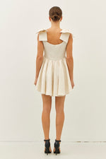 Ivory Jacquard Bow Dress