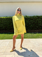 Chartreuse Bell Sleeve Cocktail Dress