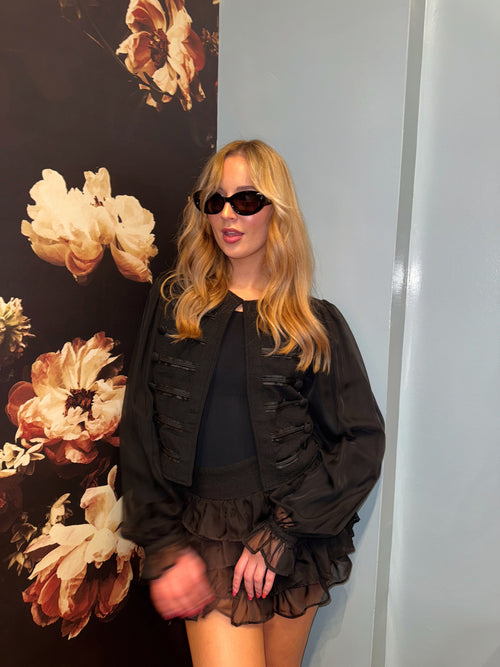 Black Tiered Ruffle Mini Skort