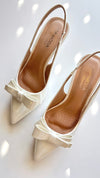 White Bow Slingback Heels