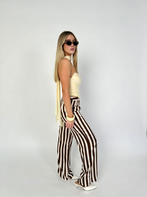 Brown & Cream Striped Pants