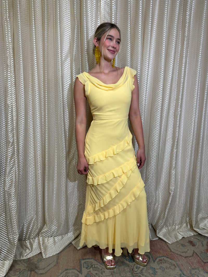 Lemon Ruffle Long Dress