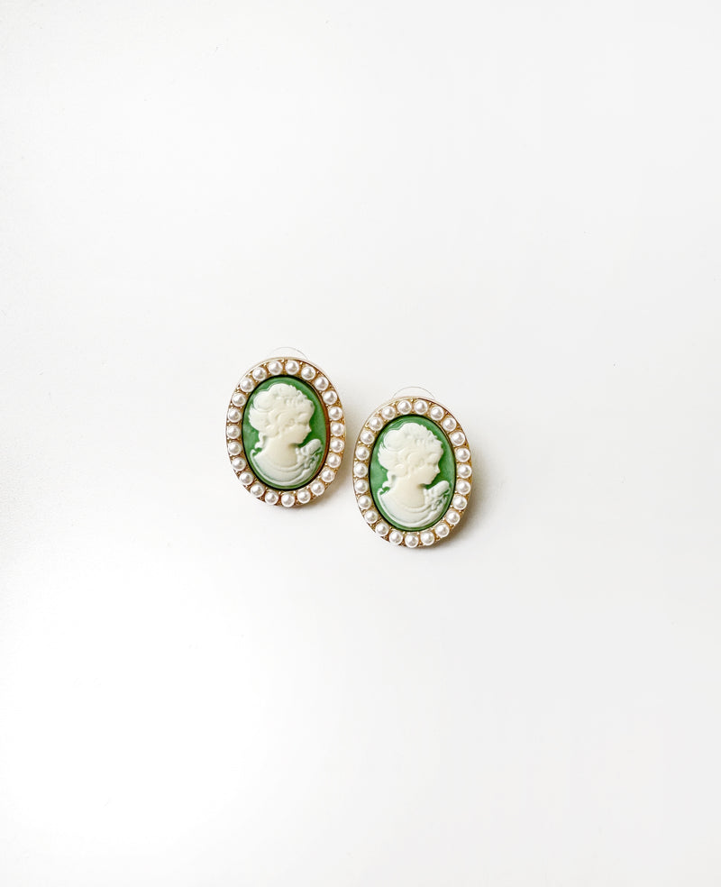 Versailles Sage Cameo Earrings