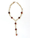 Brown Stone & Chain Y Necklace