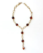 Brown Stone & Chain Y Necklace
